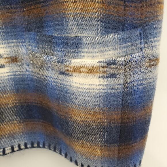 First In Fashion Collectible Blue Plaid Wool Vest Large - Picture 7 of 10